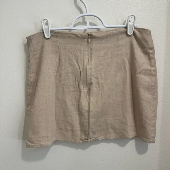 Lulus Double Digits Beige Linen Mini Skirt and halter top set - Picture 6 of 7